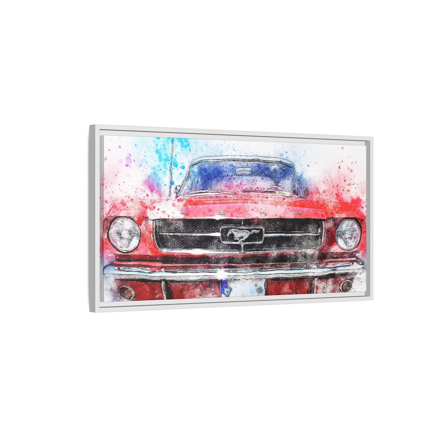 Matte Canvas, Framed Mustang Car