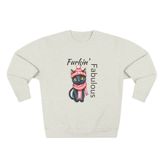 Furkin' Fabulous Cat Sweatshirt – Cute Winter Kitten Graphic Crewneck