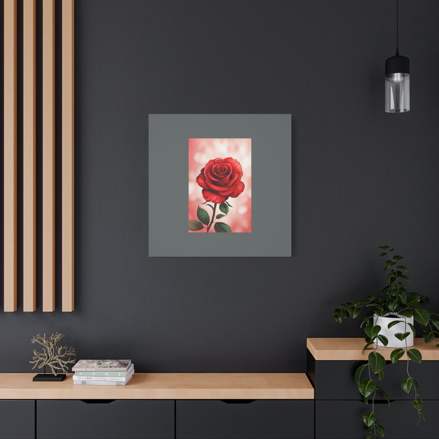 Red Rose Vertical Matte Canvas Print — Romantic Floral Wall Art