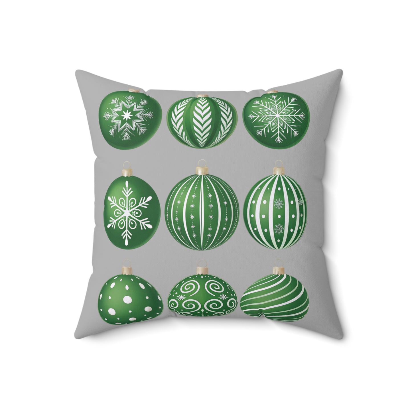 Christmas Ornament Pillow, Cozy Holiday Decor, Winter Home Accent, Gift for Christmas Lovers, Green and Gray Pillow