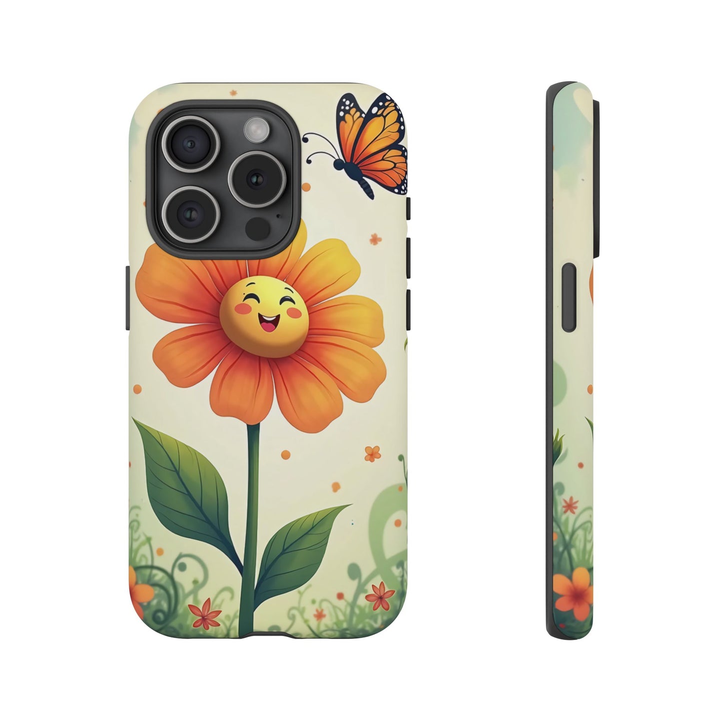 Floral Phone Case with Butterfly Design, Cute Flower Phone Cover for Nature Lovers, Eco-Friendly Gift, Spring Vibes, Birthday Present