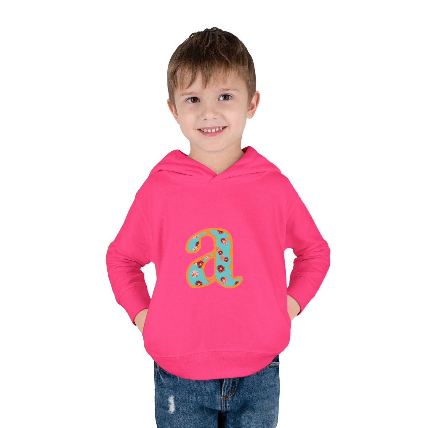 Personalized Toddler Fleece Hoodie, Cozy Kids Sweatshirt, Customizable Letter Hoodie, Fun Pullover for Toddlerwear, Perfect Gift for Kids