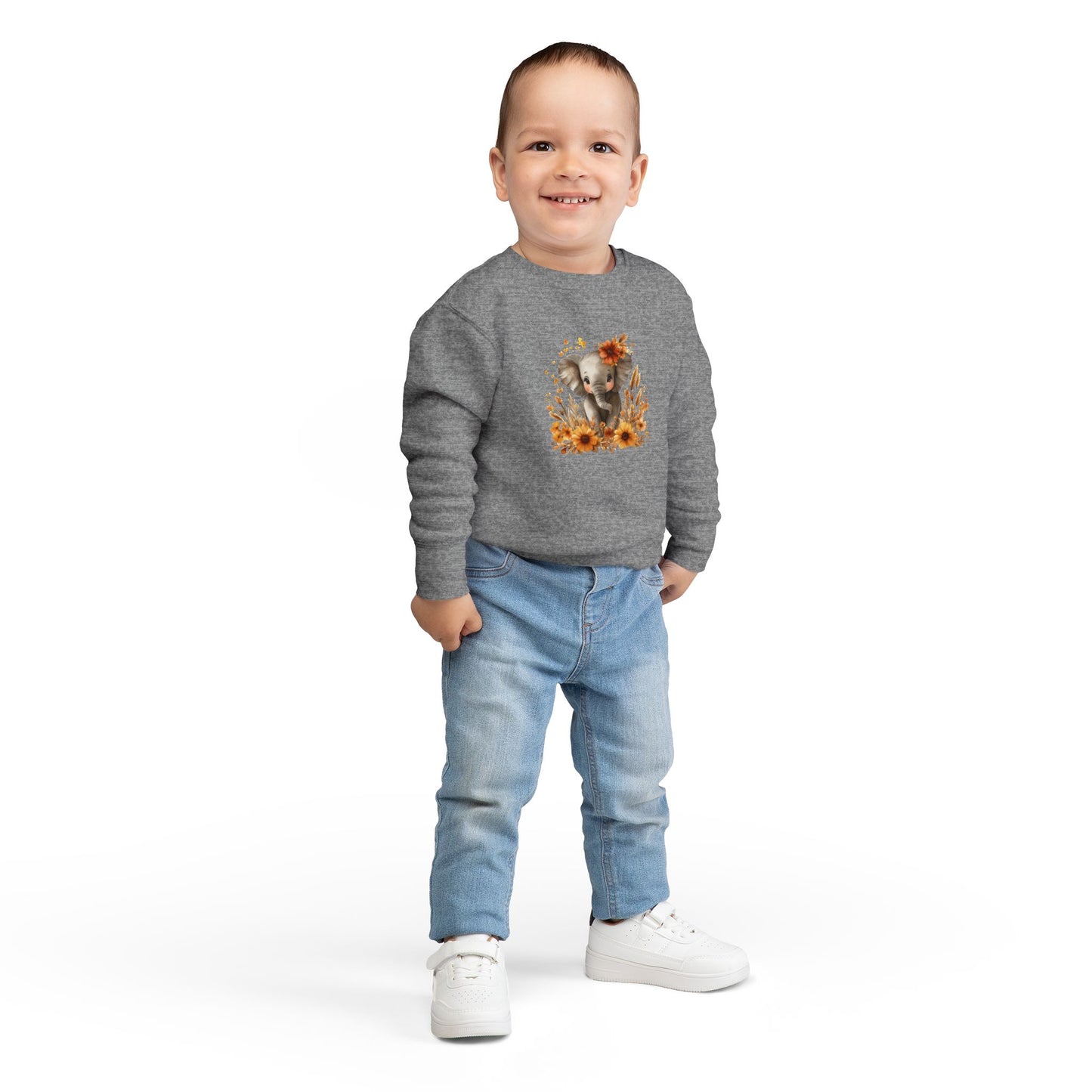 Adorable Elephant Toddler Sweatshirt - Cute Kids Apparel, Gift for Birthday, Baby Shower, Fall Fashion, Cozy Everyday Wear