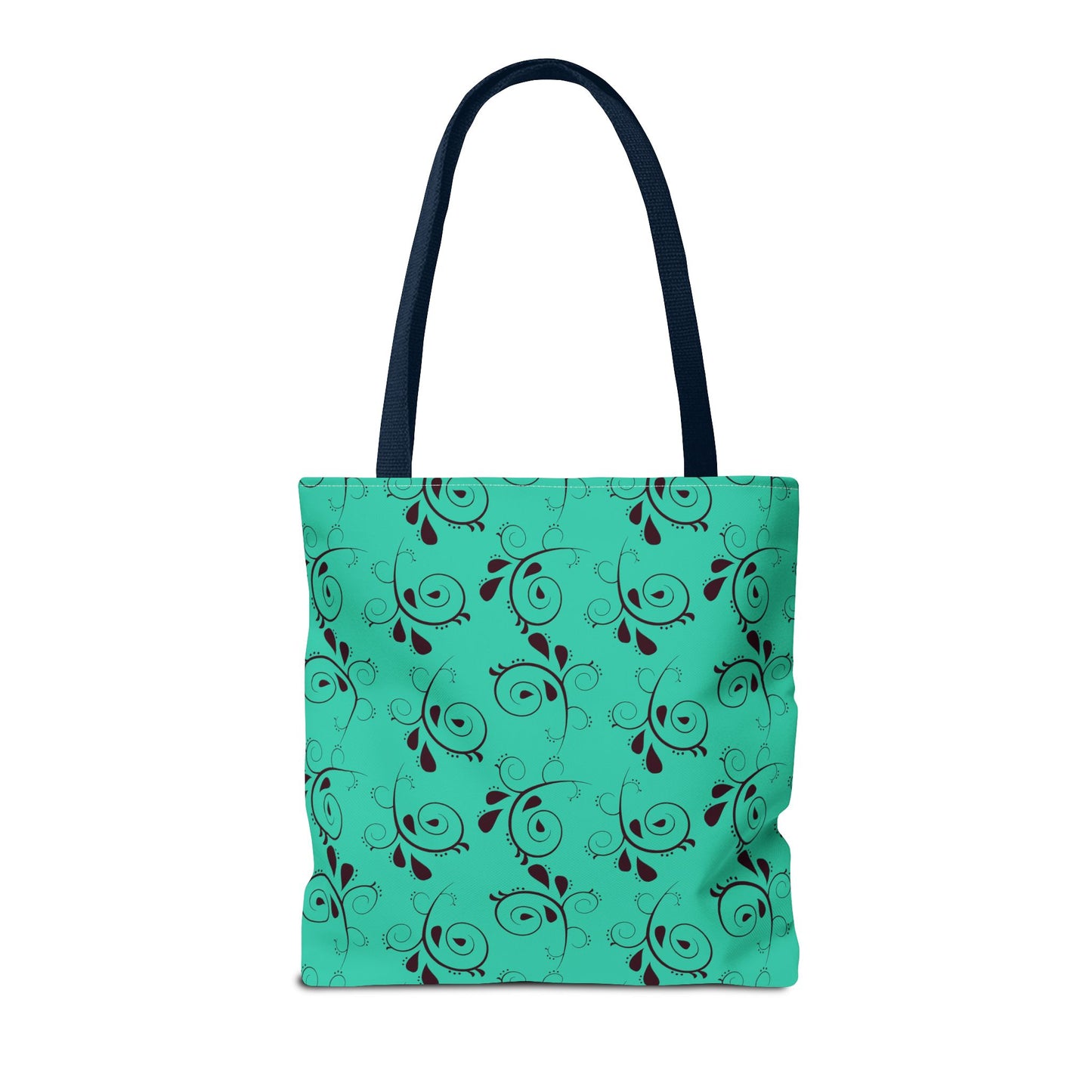 Turquoise Floral Swirl Tote Bag – All-Over Print Stylish Shopping Bag