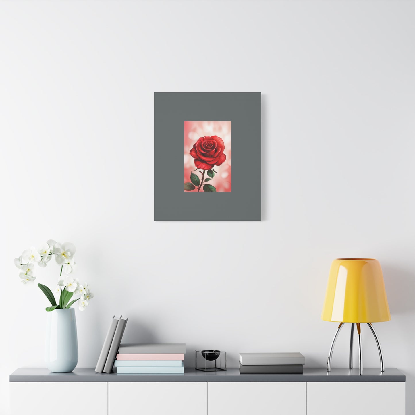 Red Rose Vertical Matte Canvas Print — Romantic Floral Wall Art