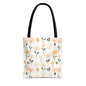 Floral Daisy Pattern Tote Bag — Pastel Spring Flowers All-Over Print