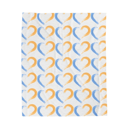 Velveteen Plush Blanket with Heart Design, Cozy Home Decor, Gift for Her, Soft Throw for Winter, Birthday Gift, Decorative Blanket