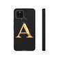 Custom Phone Case with Gold Letter A, Monogrammed Gift, Tough Protective Case, Personalized Phone Accessory, Unique Phone Cover