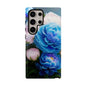 Floral Blue Peony Phone Case — Protective Tough Case with Pink & Blue Blooms