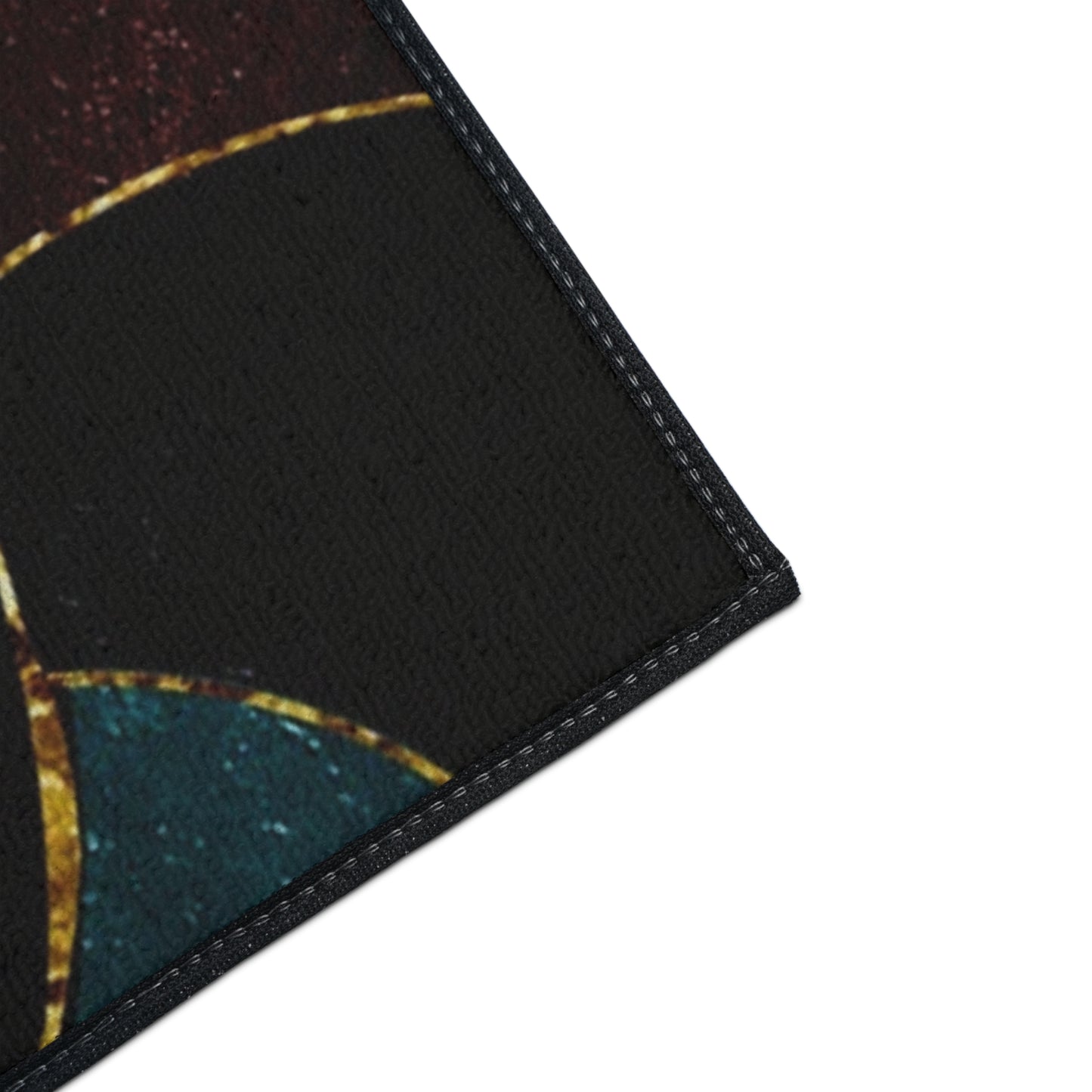 Heavy-Duty Floor Mat — Teal & Burgundy Modern Circle Entry Rug