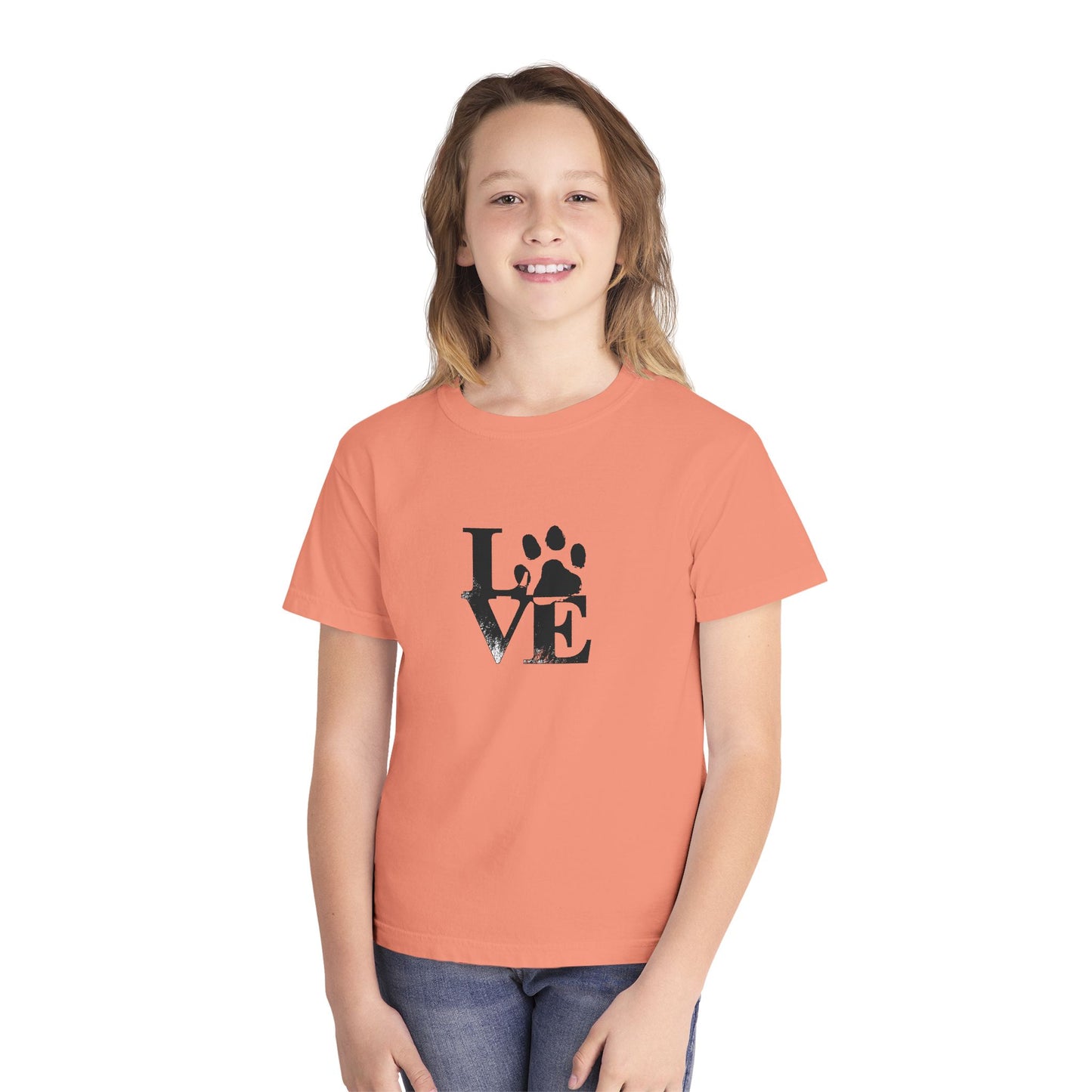 Youth Love Paw Tee - Perfect for Pet Lovers, Gifts for Kids, Animal Lovers, Birthday or Holiday Gift, Cute Casual Wear