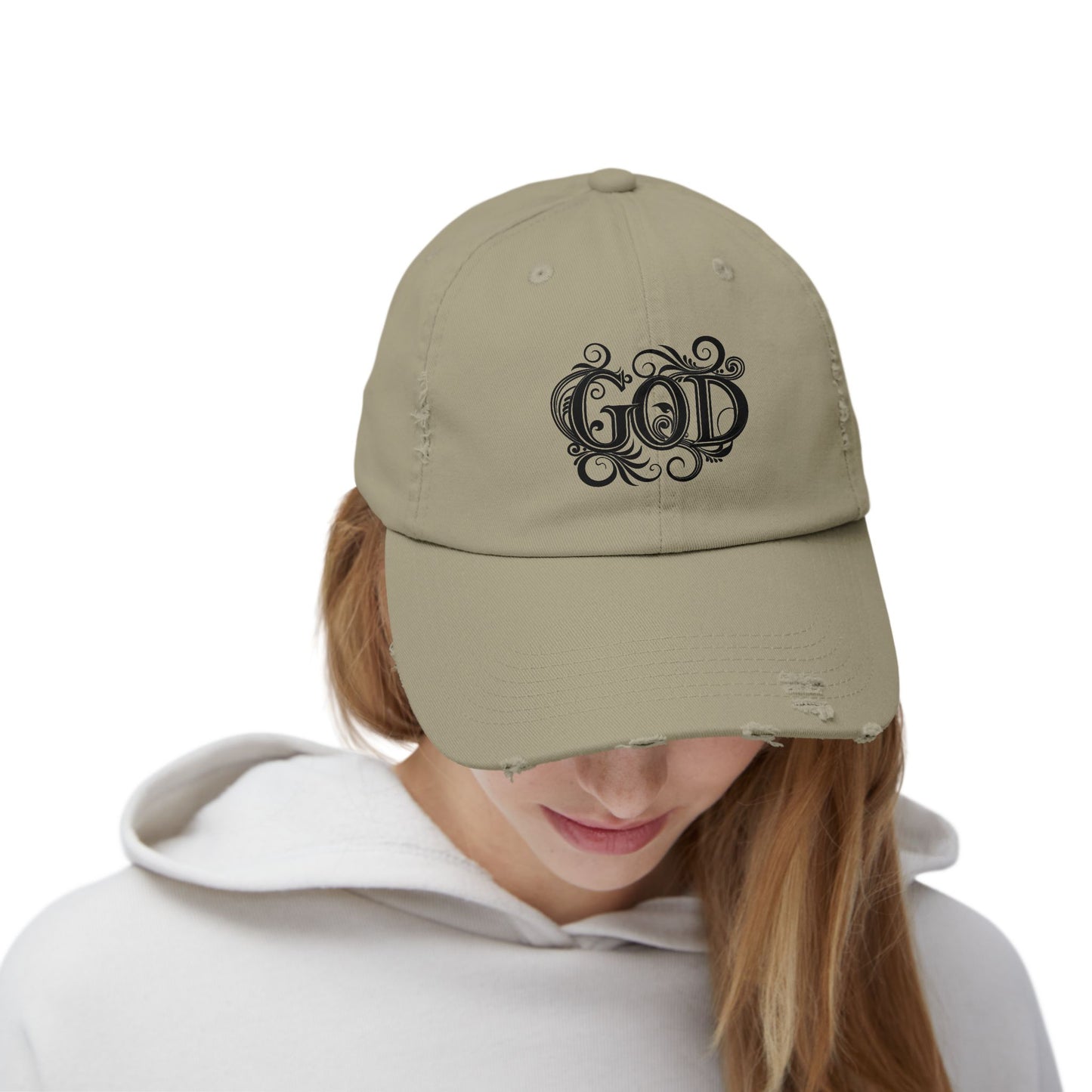 Distressed God Cap, Unisex Casual Hat, Trendy Vintage Cap, Faith Inspired Headwear, Gift for Religious Devotees