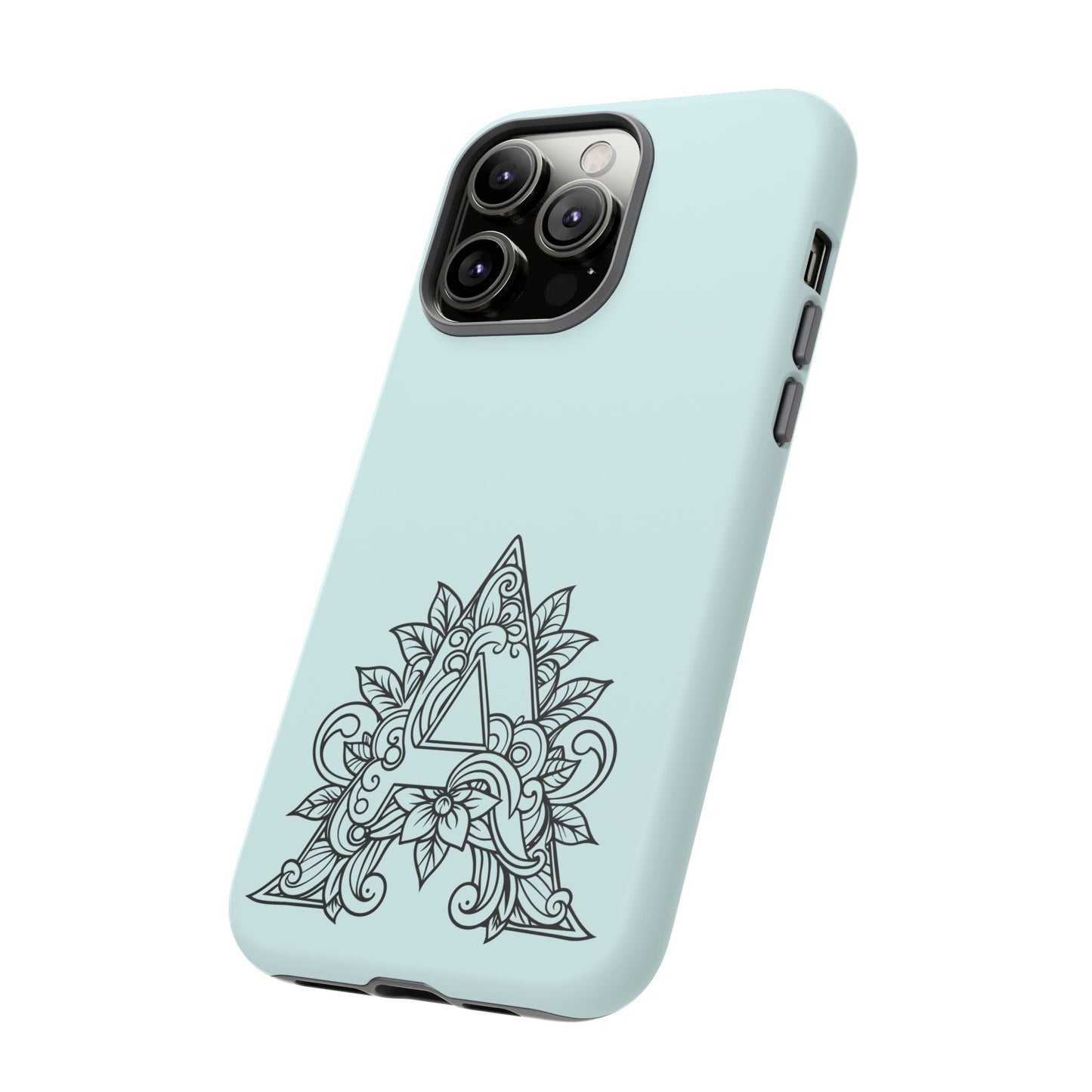 Personalized Tough Phone Case, Floral Monogram Cell Phone Cover, Custom Protective Case, Unique Gift, Birthday, Graduation