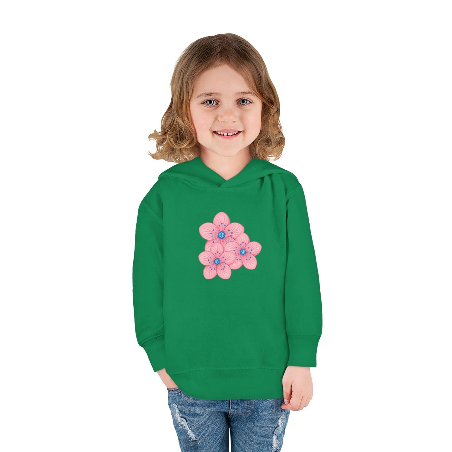Adorable Toddler Pullover Fleece Hoodie with Pink Flower Design, Kids Sweatshirt, Toddler Clothing, Spring Outfit, Cute Gift for Kids