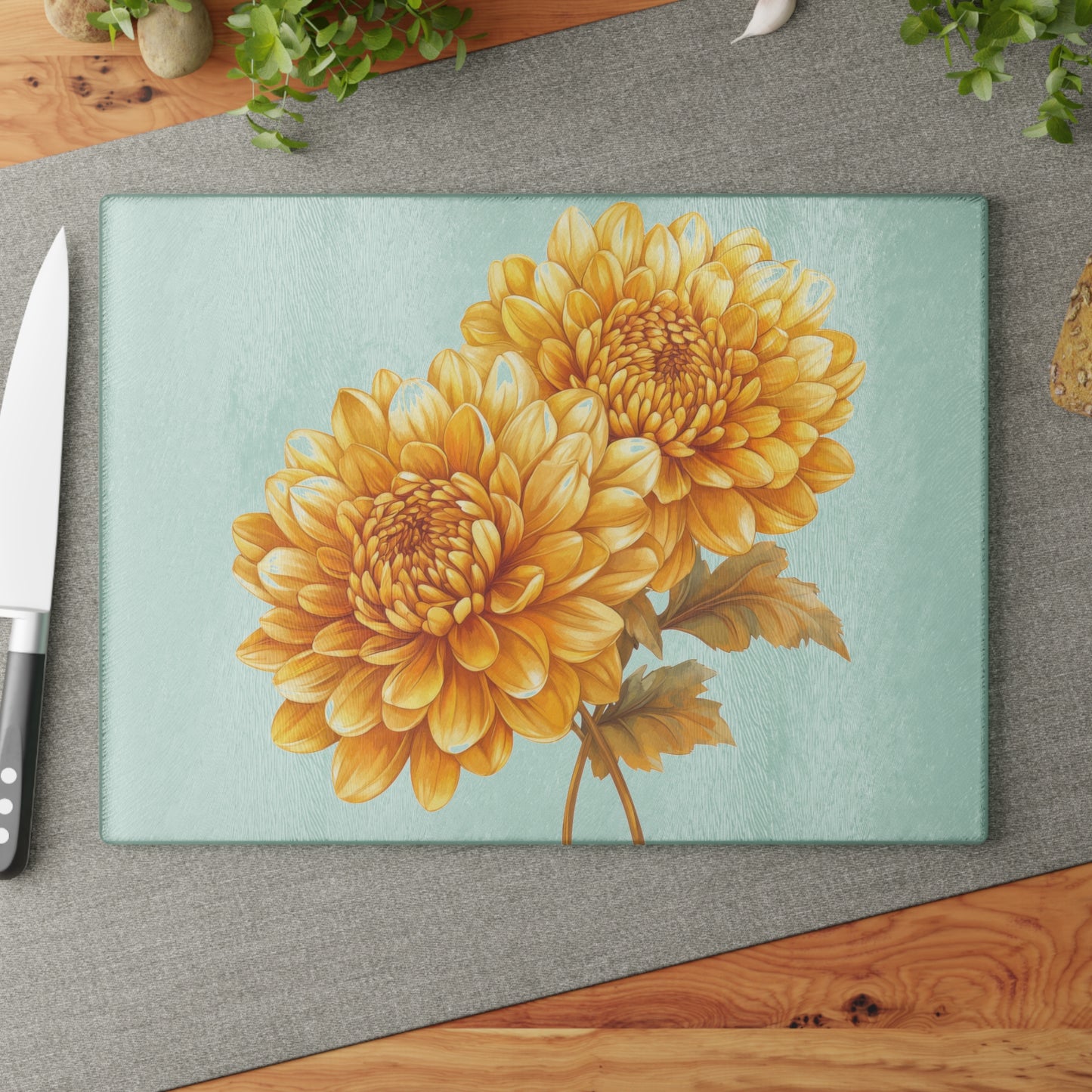 Floral Glass Cutting Board, Elegant Kitchen Decor, Gift for Chefs, Floral Home Accent, Cooking Accessory, Spring Decor