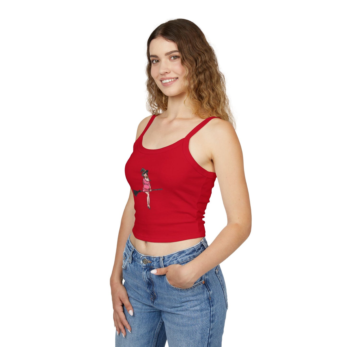 Witchy Spaghetti Strap Tank Top - Fun Summer Wear, Casual Party Top, Perfect for Halloween, Gifts for Friends, Everyday Fashion