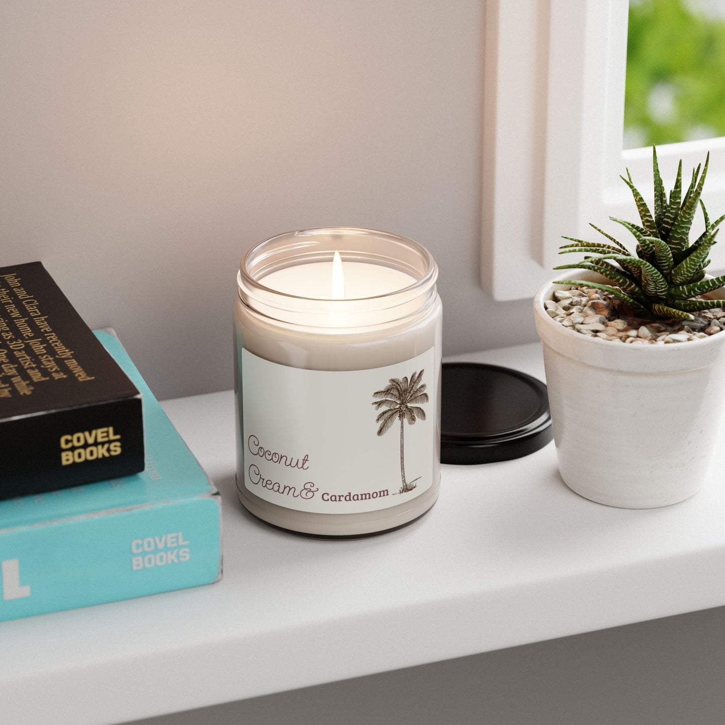 Coconut Cream & Cardamom Soy Candle — 9oz Scented Jar (Tropical, Cozy Home Fragrance)