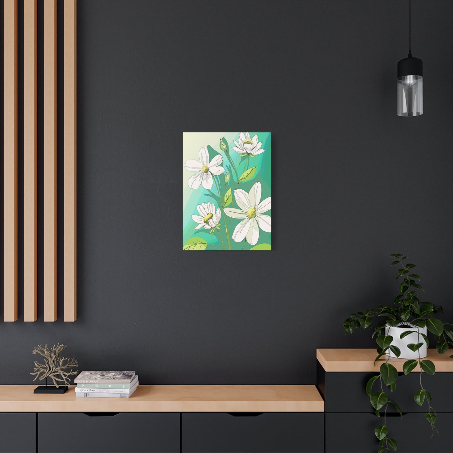 Matte Canvas, Stretched, 1.25" White Flowers