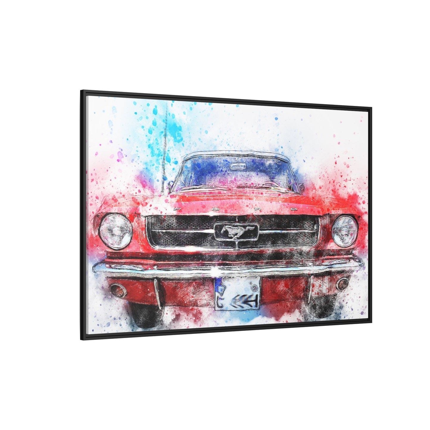 Matte Canvas, Framed Mustang Car