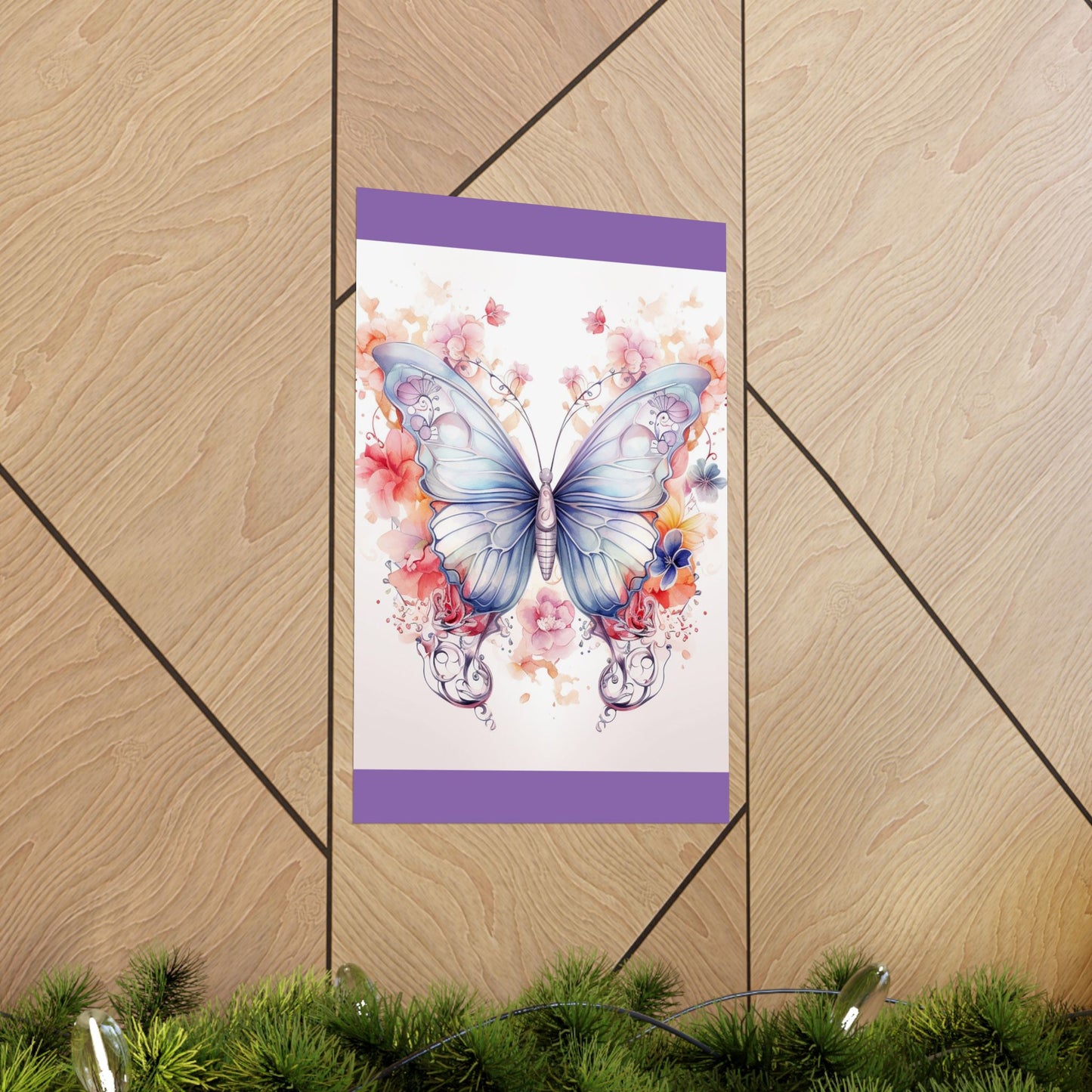 Butterfly Watercolor Wall Poster — Floral Pastel Matte Vertical Print