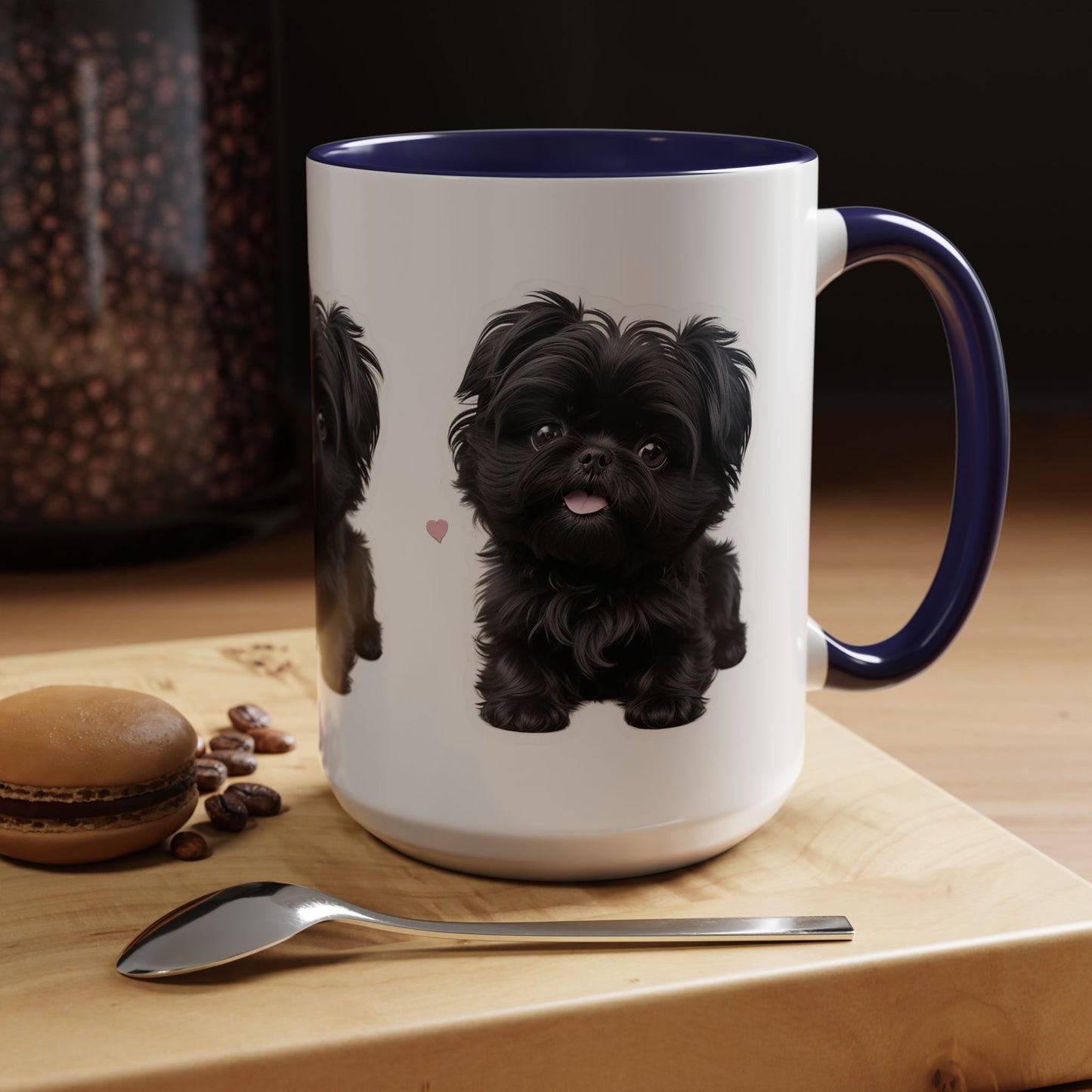 Cute Pug Accent Coffee Mug, Pet Lover Gift, Coffee Cup, Dog Mom Mug, Black Dog Ceramic Mug