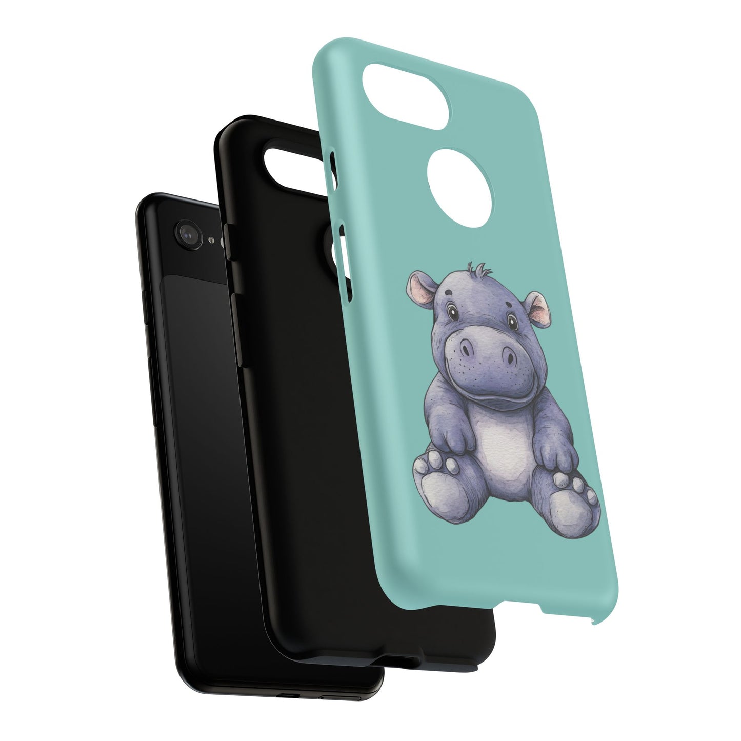 Cute Hippo Phone Case, Tough Phone Cover, Fun Animal Case, Gift for Kids, Cute Decor, Birthday Present