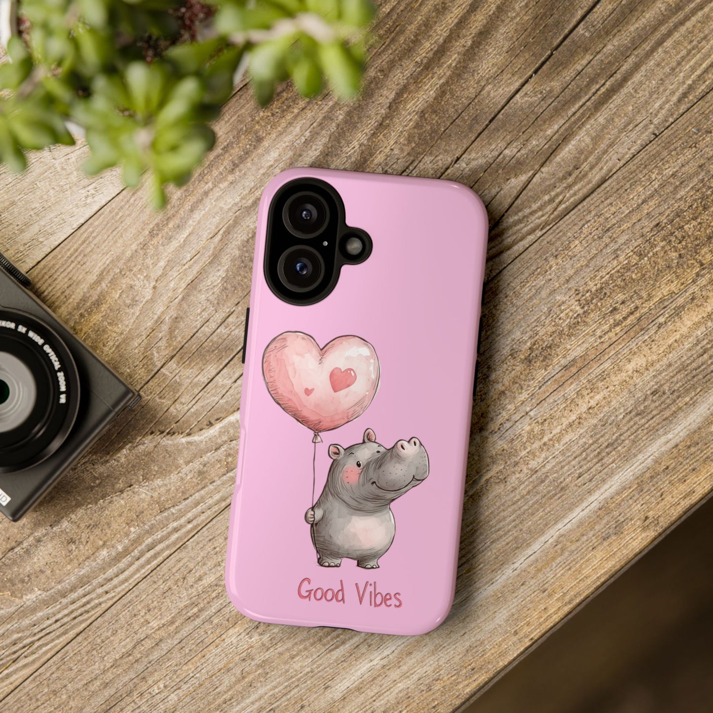 Cute Hippo Phone Case | Good Vibes, Gift for Friends, Cute Phone Accessories, Animal Lover Gift, Happy Phone Cover