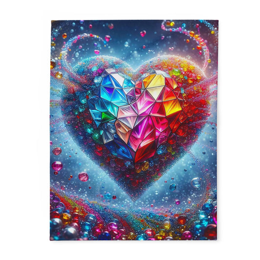 Vibrant Heart Arctic Fleece Blanket | Cozy Home Decor, Gift for Couples, Valentine's Day, Colorful Throws, Soft Blanket