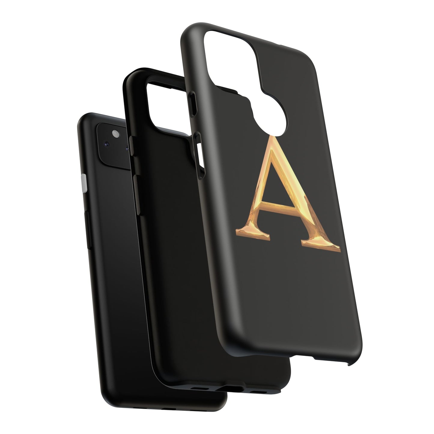 Custom Phone Case with Gold Letter A, Monogrammed Gift, Tough Protective Case, Personalized Phone Accessory, Unique Phone Cover