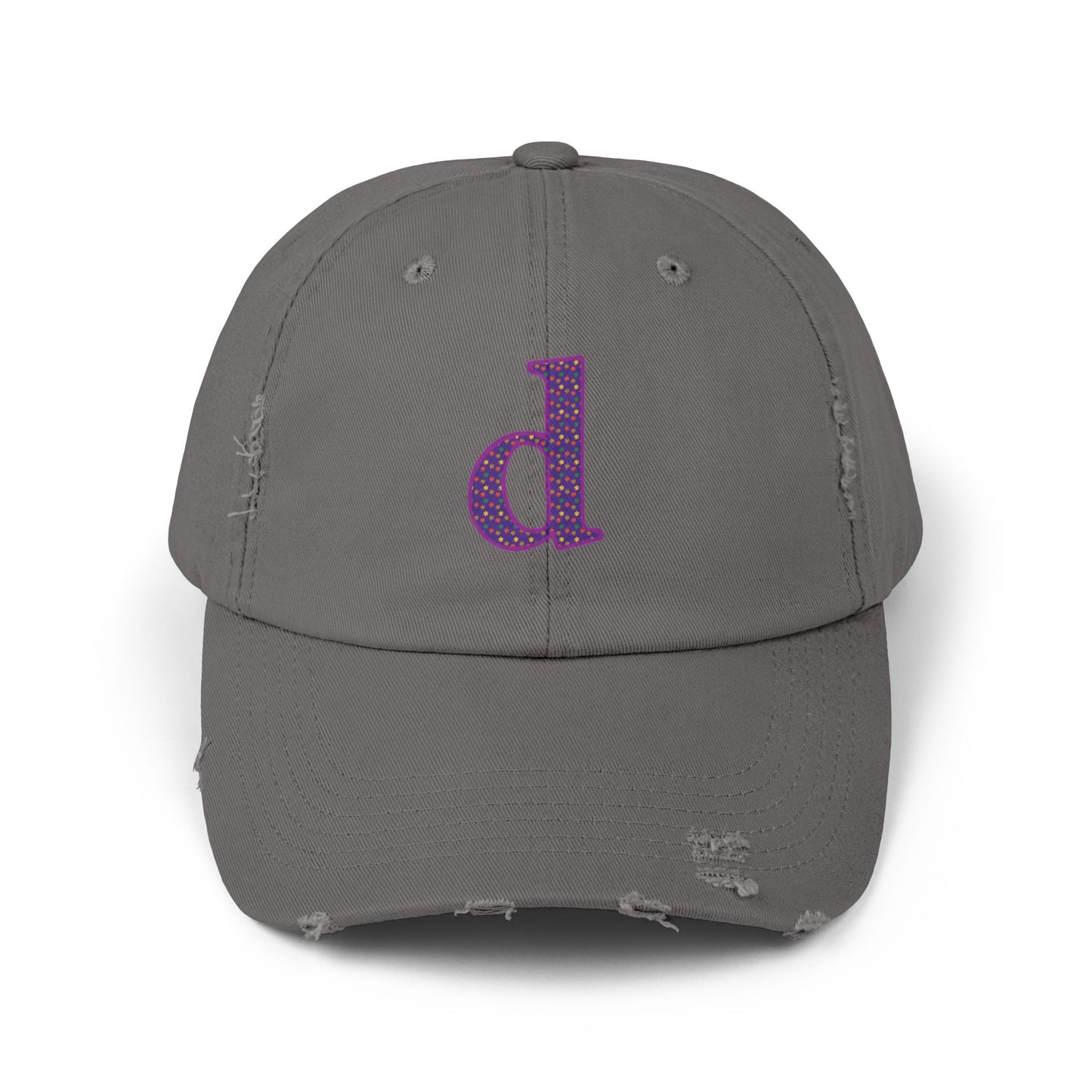 Distressed Cap with Purple Letter 'd' - Casual Street Style Hat for Everyday Wear, Gift for Dad, Unisex Fashion Accessory, Trendy [...]