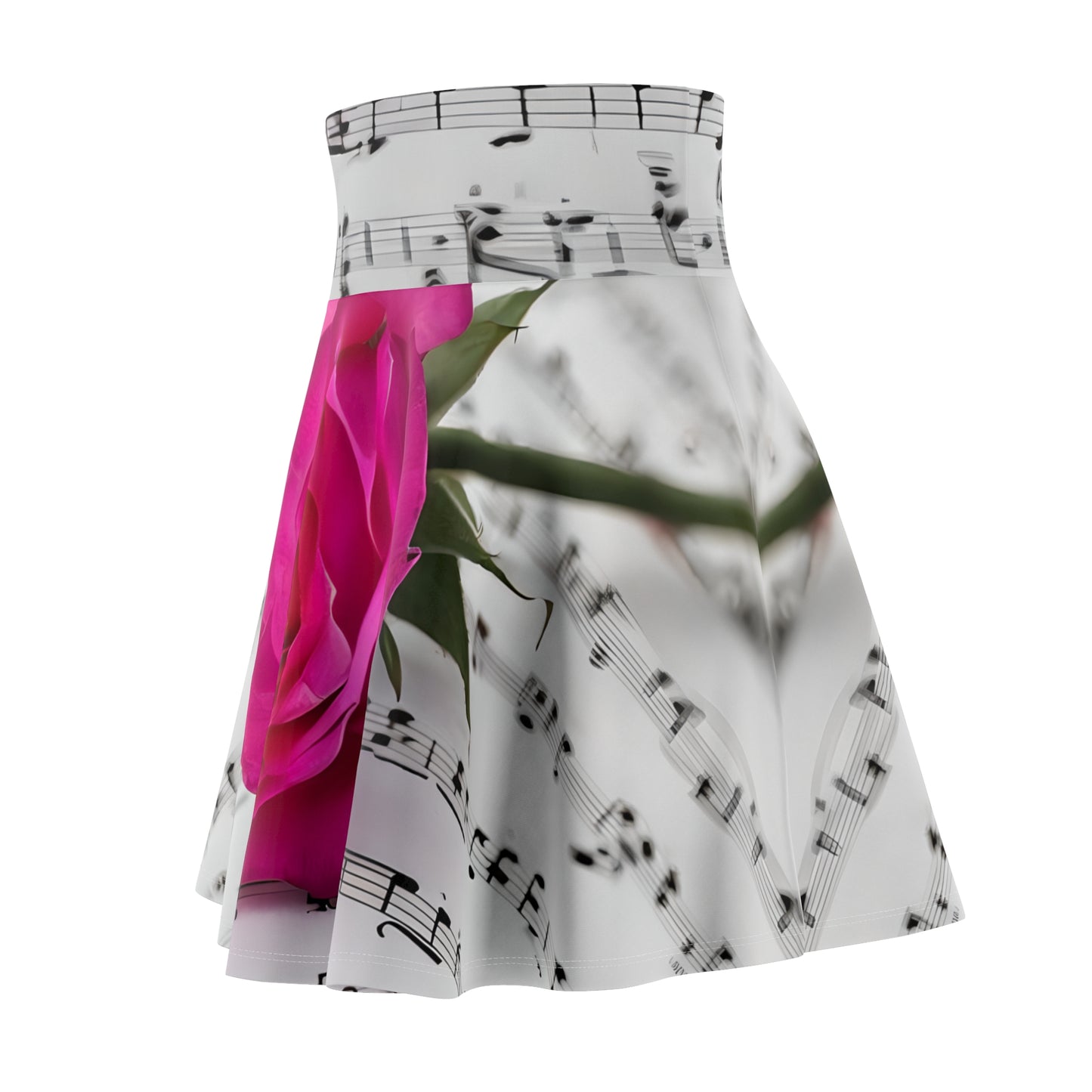 Floral Music Note Skater Skirt, Elegant Skirt for Concerts, Gifts for Music Lovers, Dance Wear, Spring Fashion