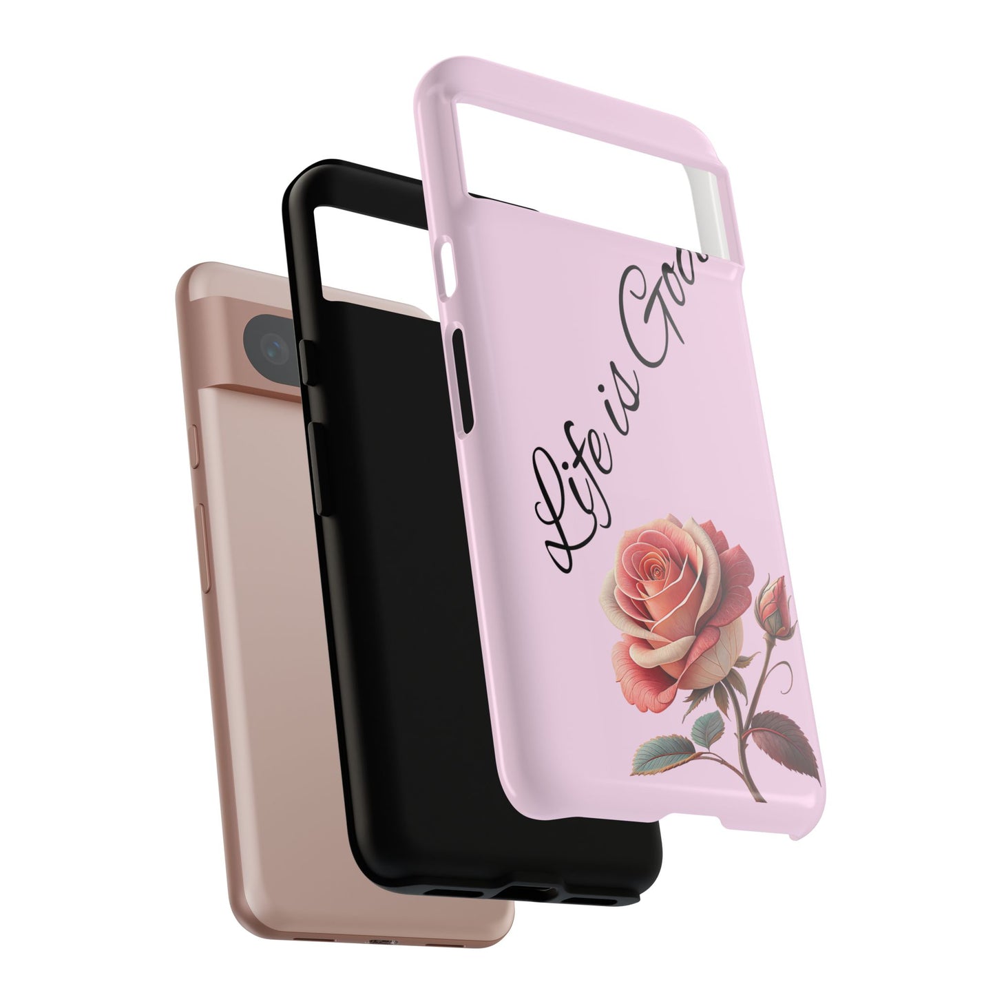Roses & Positivity Phone Case - Floral Design, Life is Good, Tough Cases for Everyday Wear, Gift for Friends, Mother's Day, Spring [...]