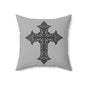 Elegant Cross Design Decorative Pillow, Christian Home Decor, Gift for Religious Celebrations, Bedroom Accent Cushion, Spiritual Decor