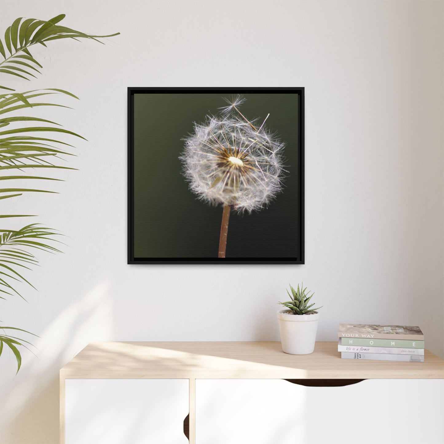 Framed Dandelion Canvas Print — Matte Botanical Wall Art