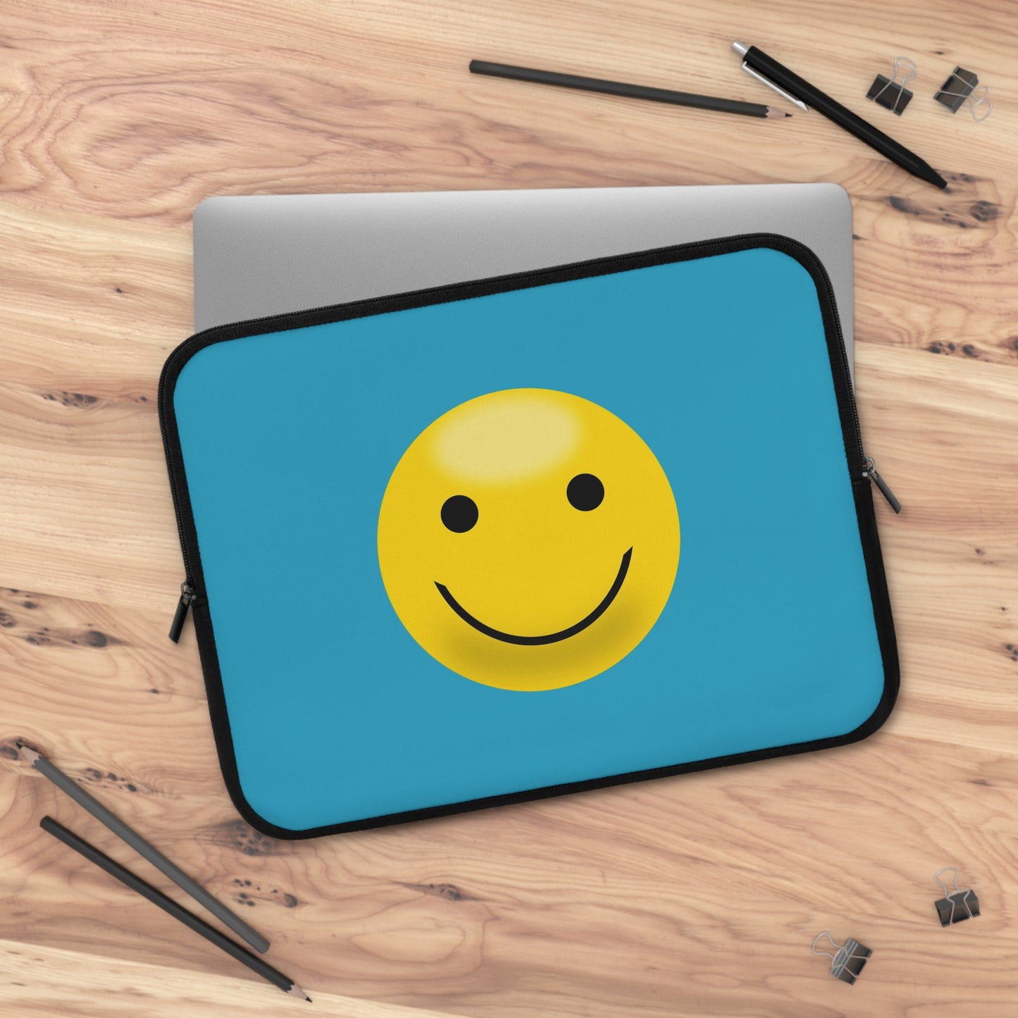 Smiley Face Laptop Sleeve | Cute Laptop Case, Tech Accessory, Gift for Students, Personalized Tech Sleeve, Vibrant Laptop Cover