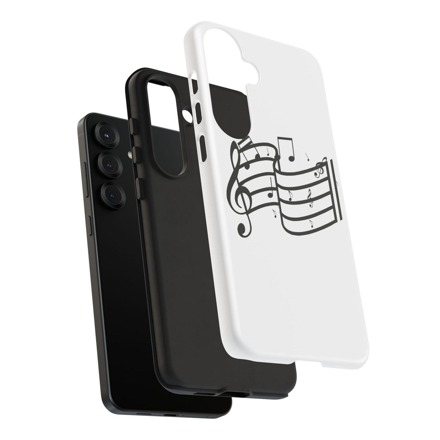 Musical Notes Phone Case — Black Treble Clef Music Staff Tough Case