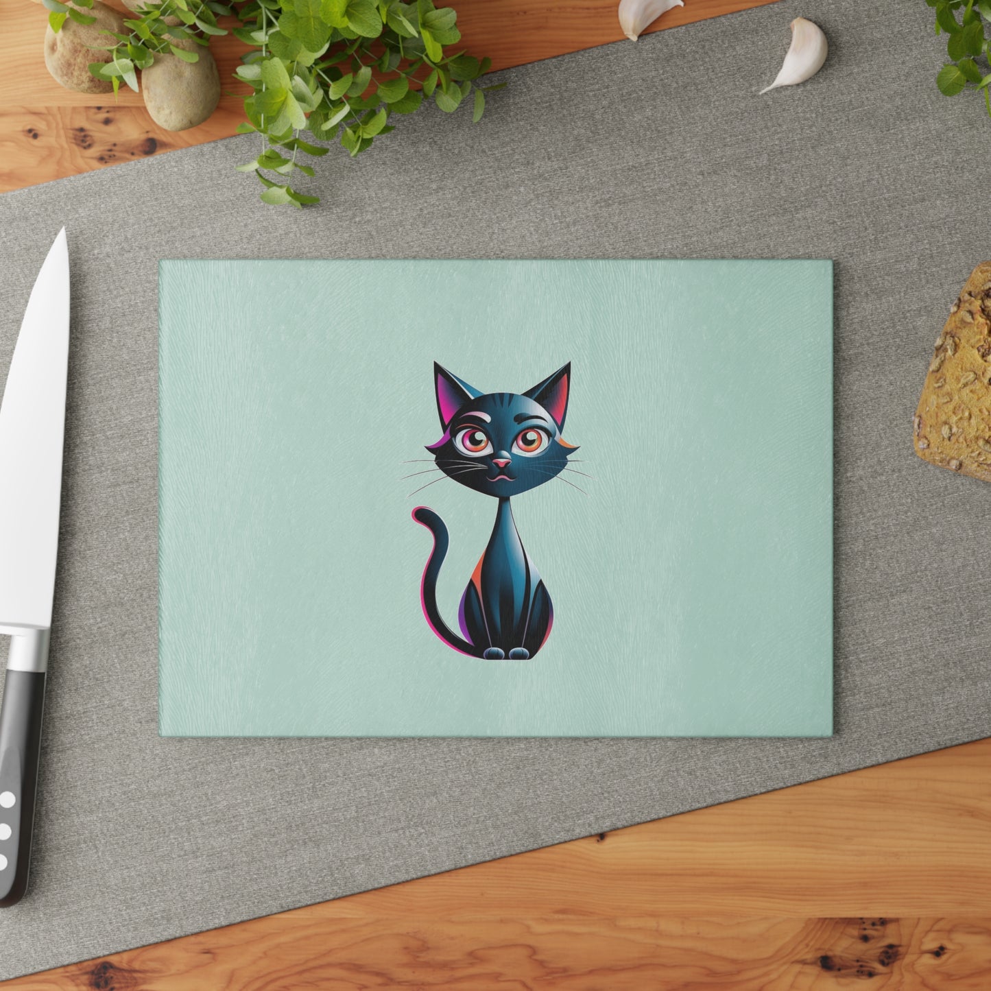 Cute Cat Glass Cutting Board, Kitchen Decor, Cat Lover Gift, Cat Theme Cooking, Pet Owner Accessories, Unique Kitchenware