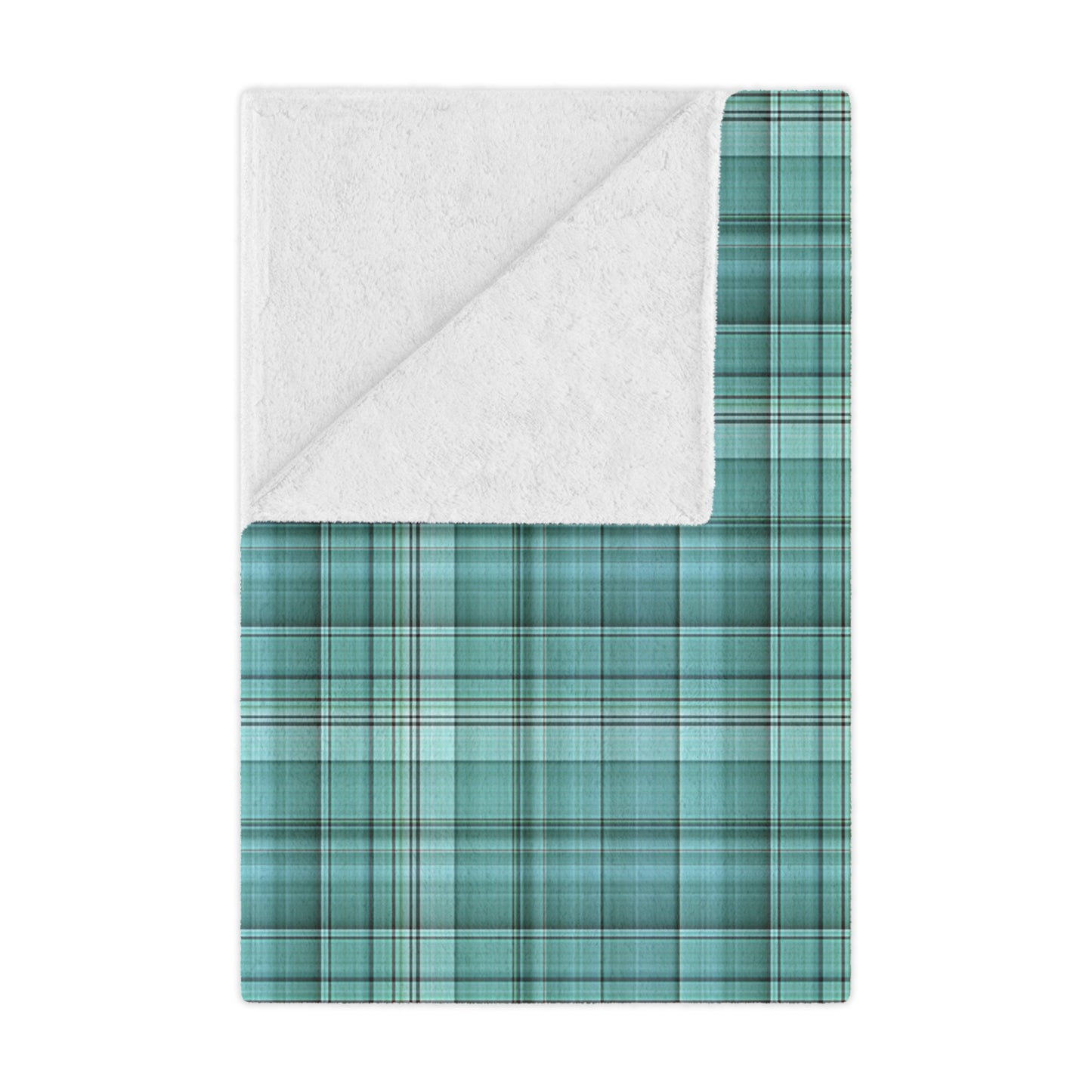 Teal Plaid Minky Blanket — Soft Cozy Plaid Throw for Home, Travel & Gifts