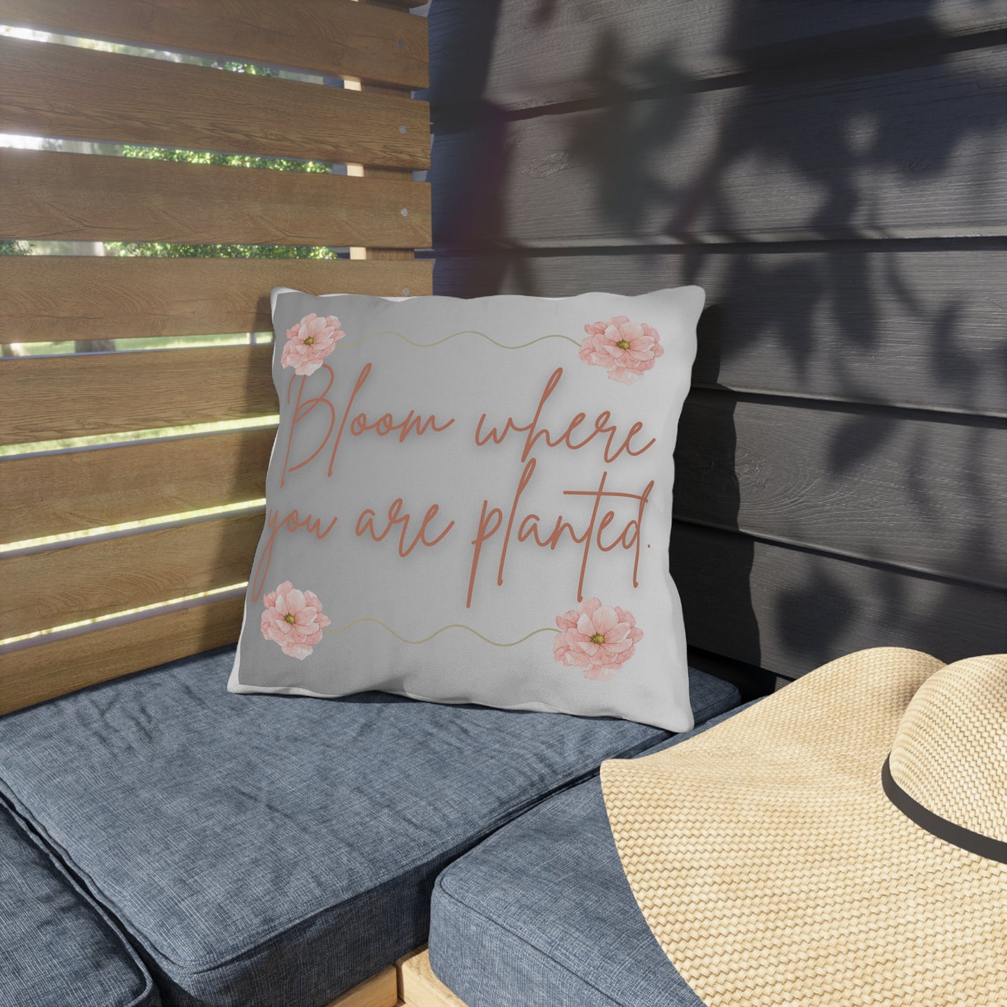 Bloom Where You Are Planted Outdoor Pillow, Floral Garden Decor, Patio Cushion, Gift for Nature Lovers, Spring Home Accent
