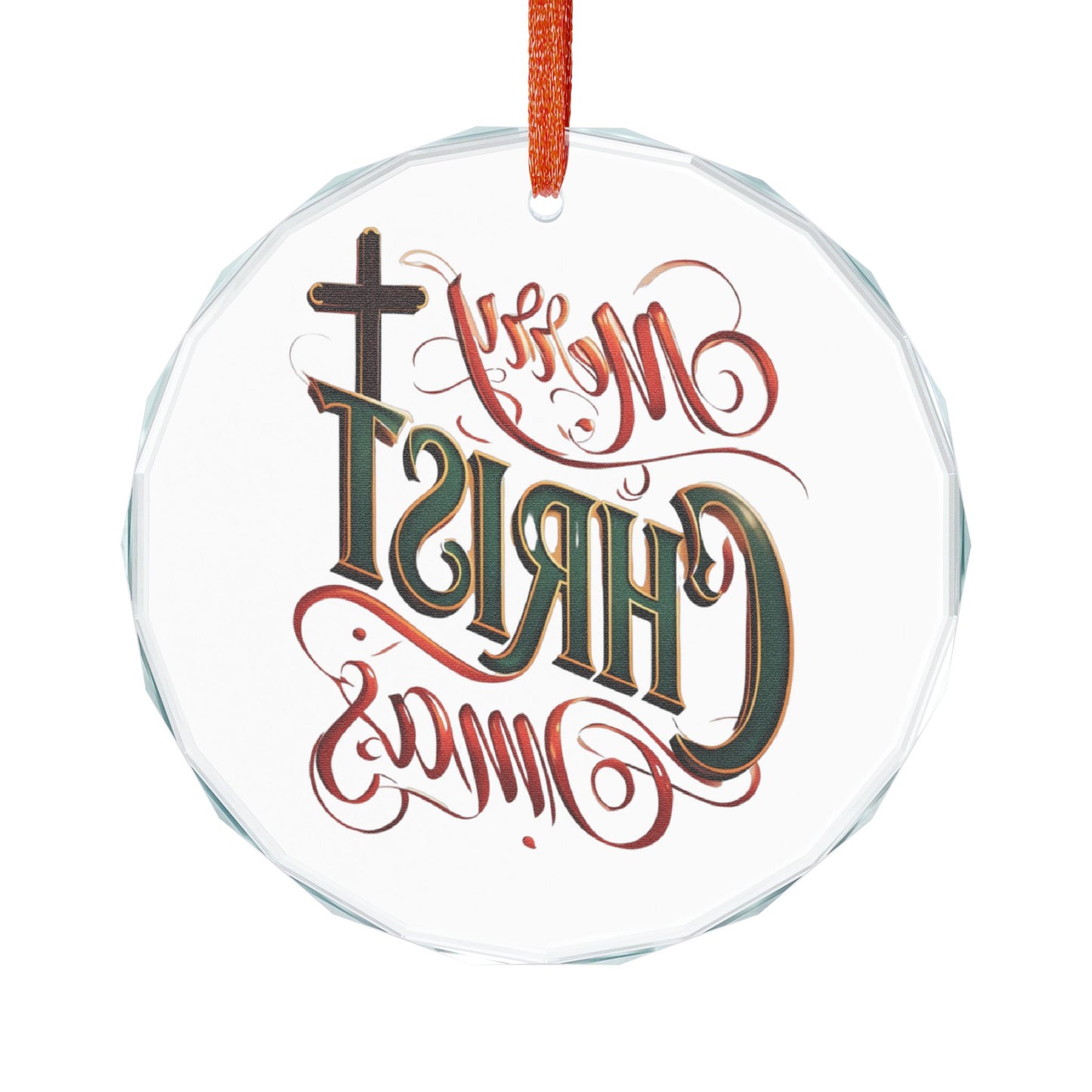 Merry CHRISTmas Heart Crystal Ornament — Religious Christmas Tree Decoration