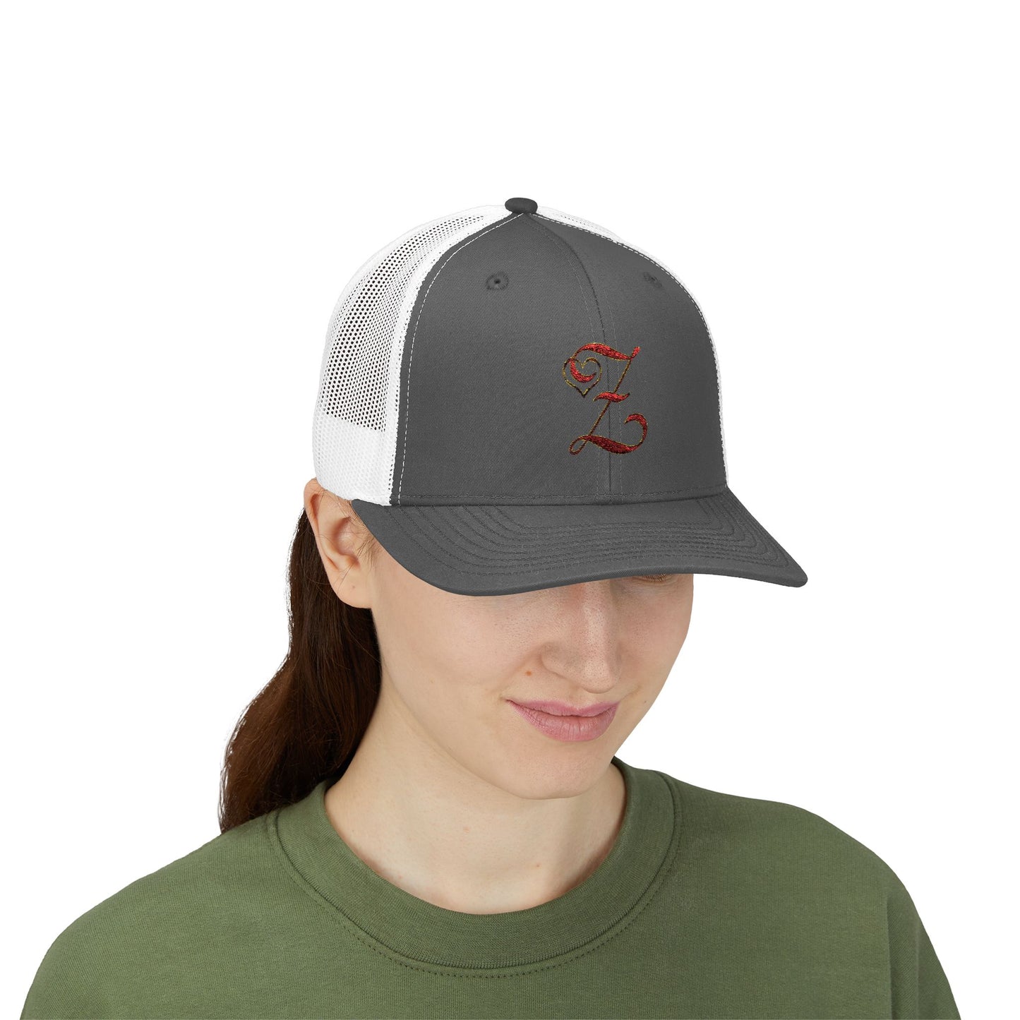 Embroidered 'Z' Snapback Trucker Cap — Vintage Monogram Initial Hat