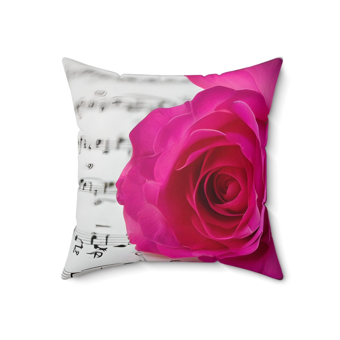 Elegant Floral Music Pillow, Decorative Couch Cushion, Home Décor Accent, Gift for Musicians, Rose Design