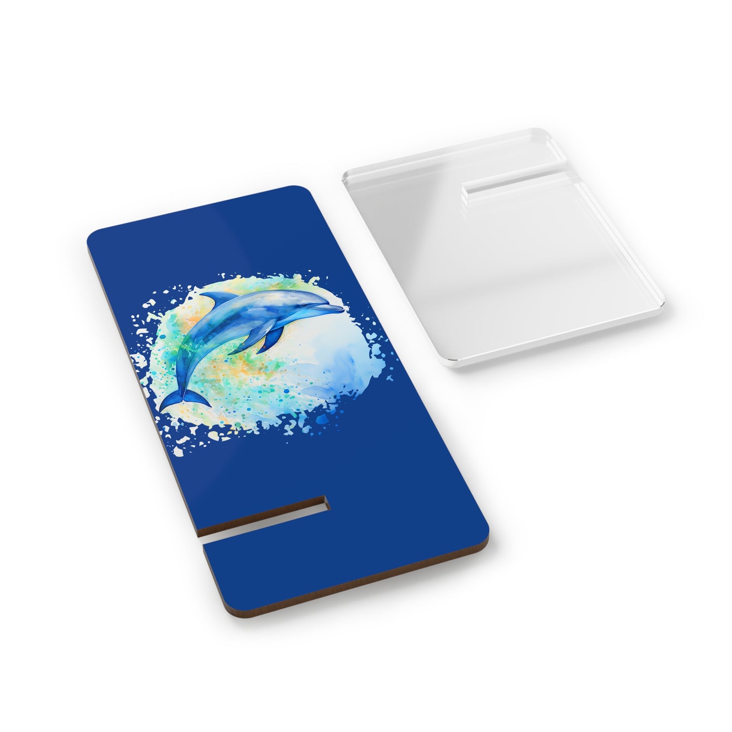Dolphin Watercolor Phone Stand — Foldable Mobile Display Stand for Smartphones