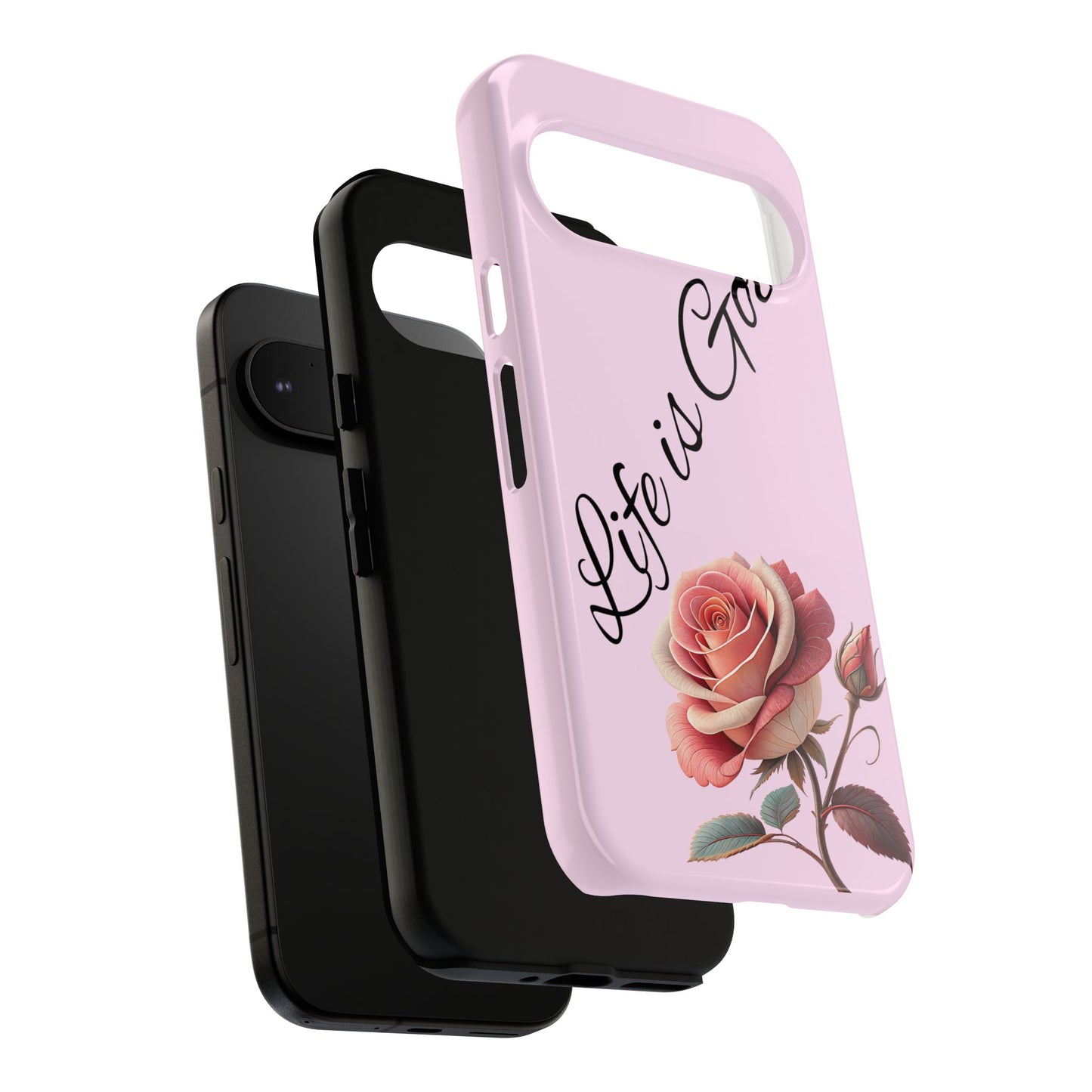 Roses & Positivity Phone Case - Floral Design, Life is Good, Tough Cases for Everyday Wear, Gift for Friends, Mother's Day, Spring [...]