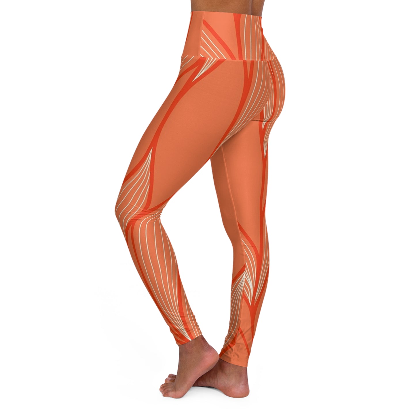 Vibrant High Waisted Yoga Leggings, Comfortable Workout Pants, Fitness Leggings, Stylish Athletic Wear, Gift for Yogis, AOP Design