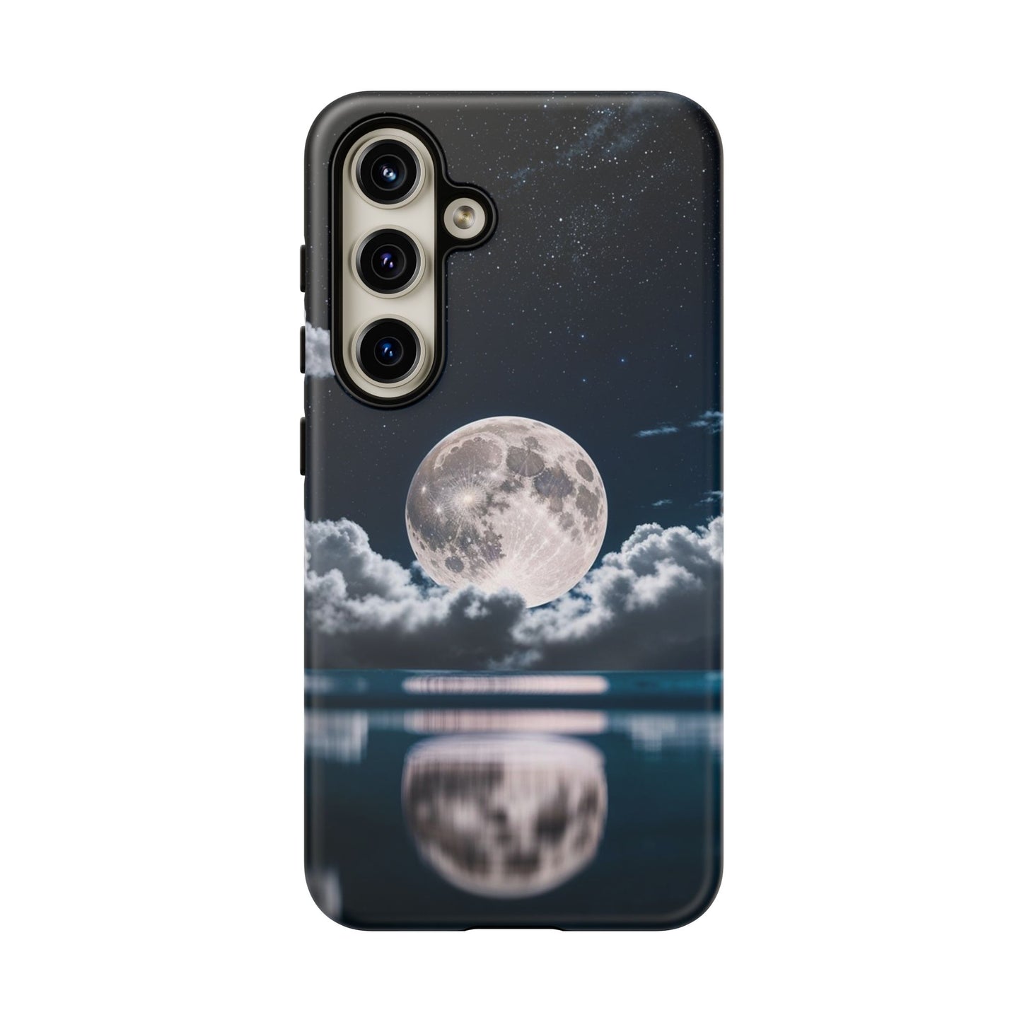 Moonlit Reflection Phone Case — Night Sky Moon & Clouds Tough Case