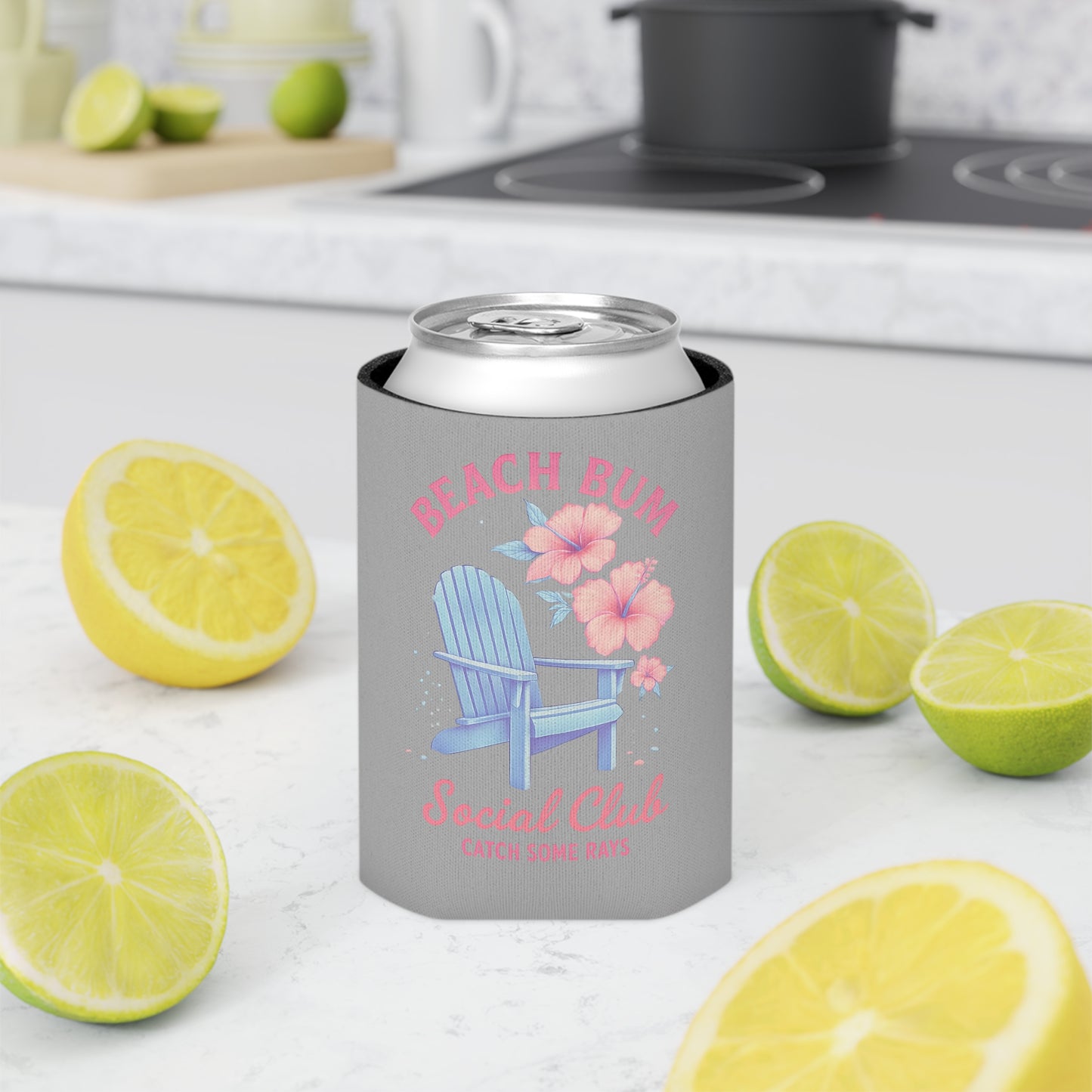 Beach Bum Can Cooler - Summer Vibes, Social Gatherings, Pool Parties, Beach Days, Gift for Friends