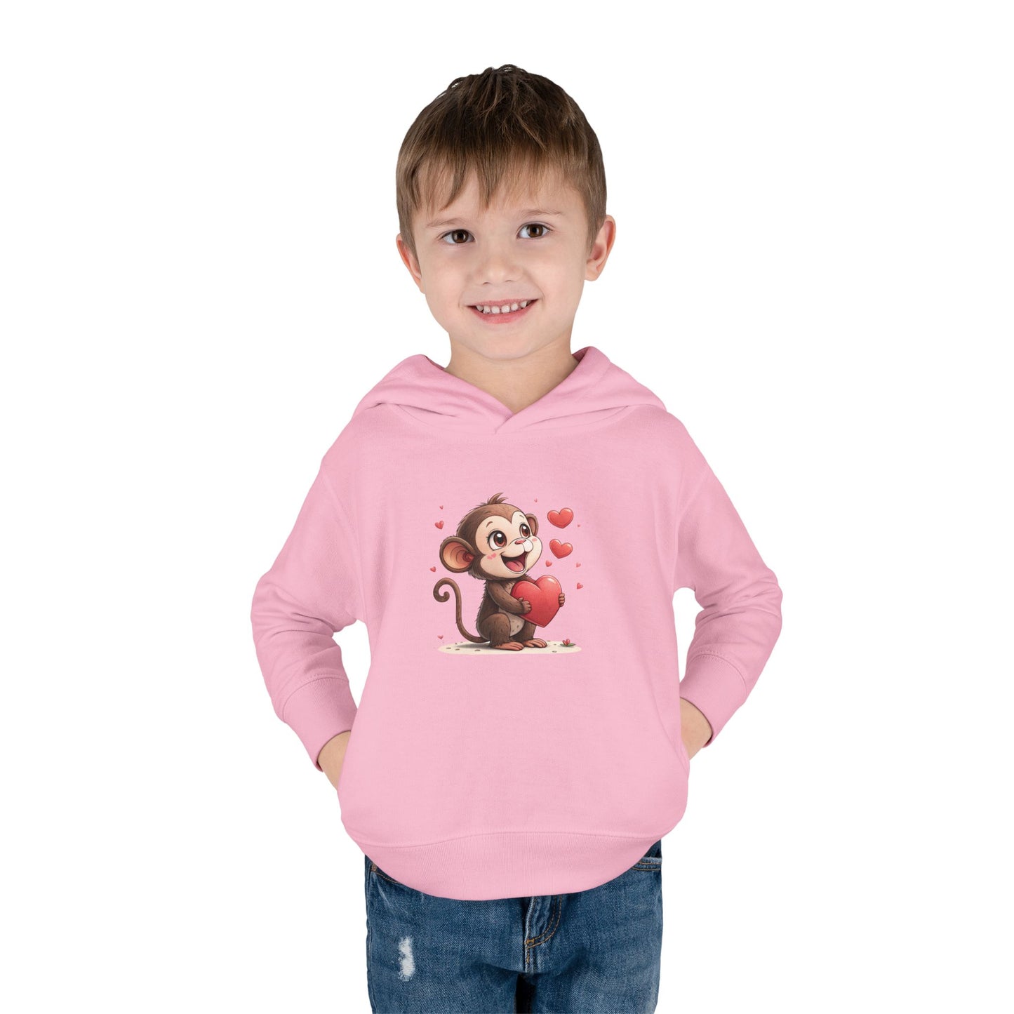 Adorable Toddler Monkey Love Hoodie, Birthday Gift, Kids Pullover, Baby Shower Gift, Cute Fleece Sweatshirt