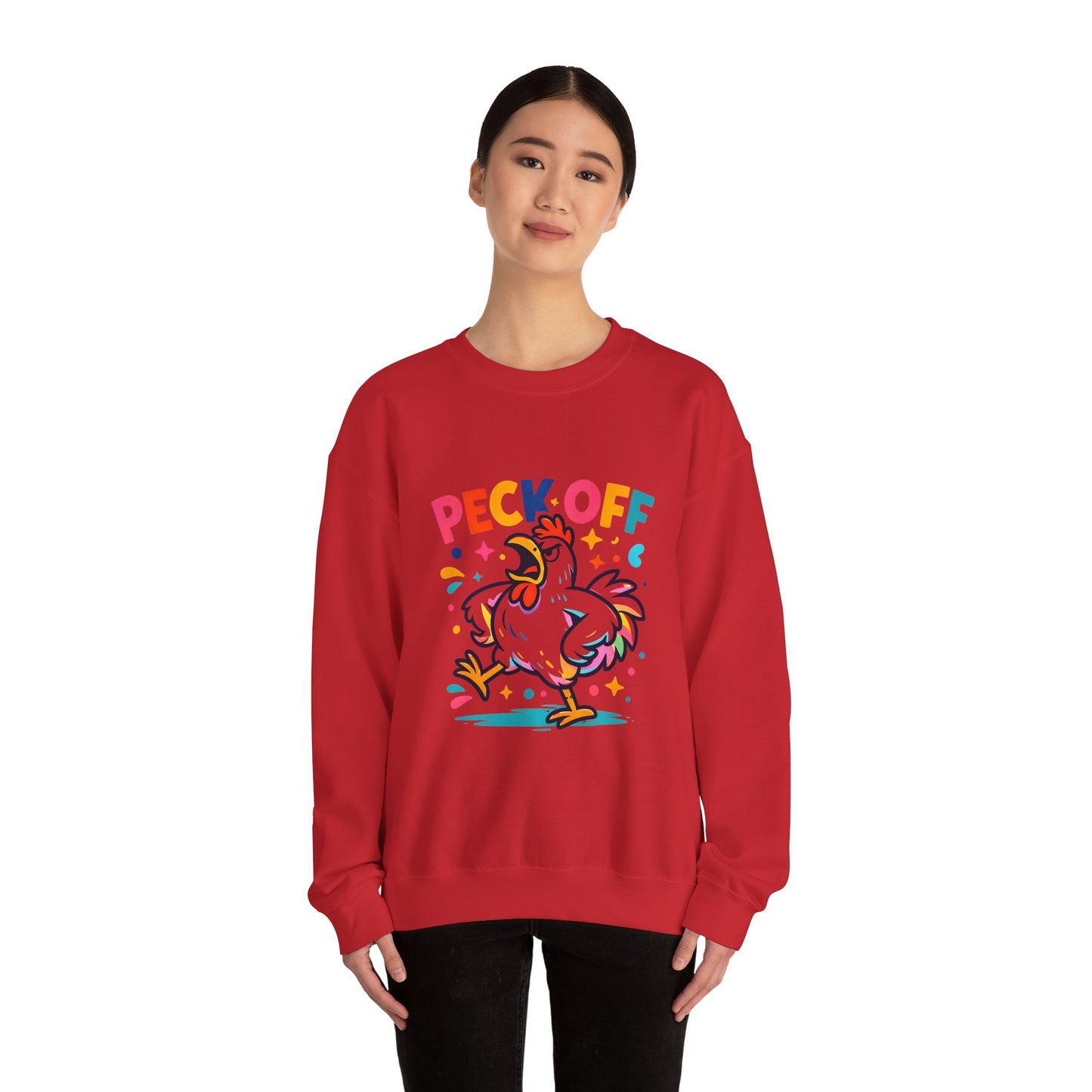 Peck Off Crewneck Sweatshirt – Funny Chicken Graphic Pullover
