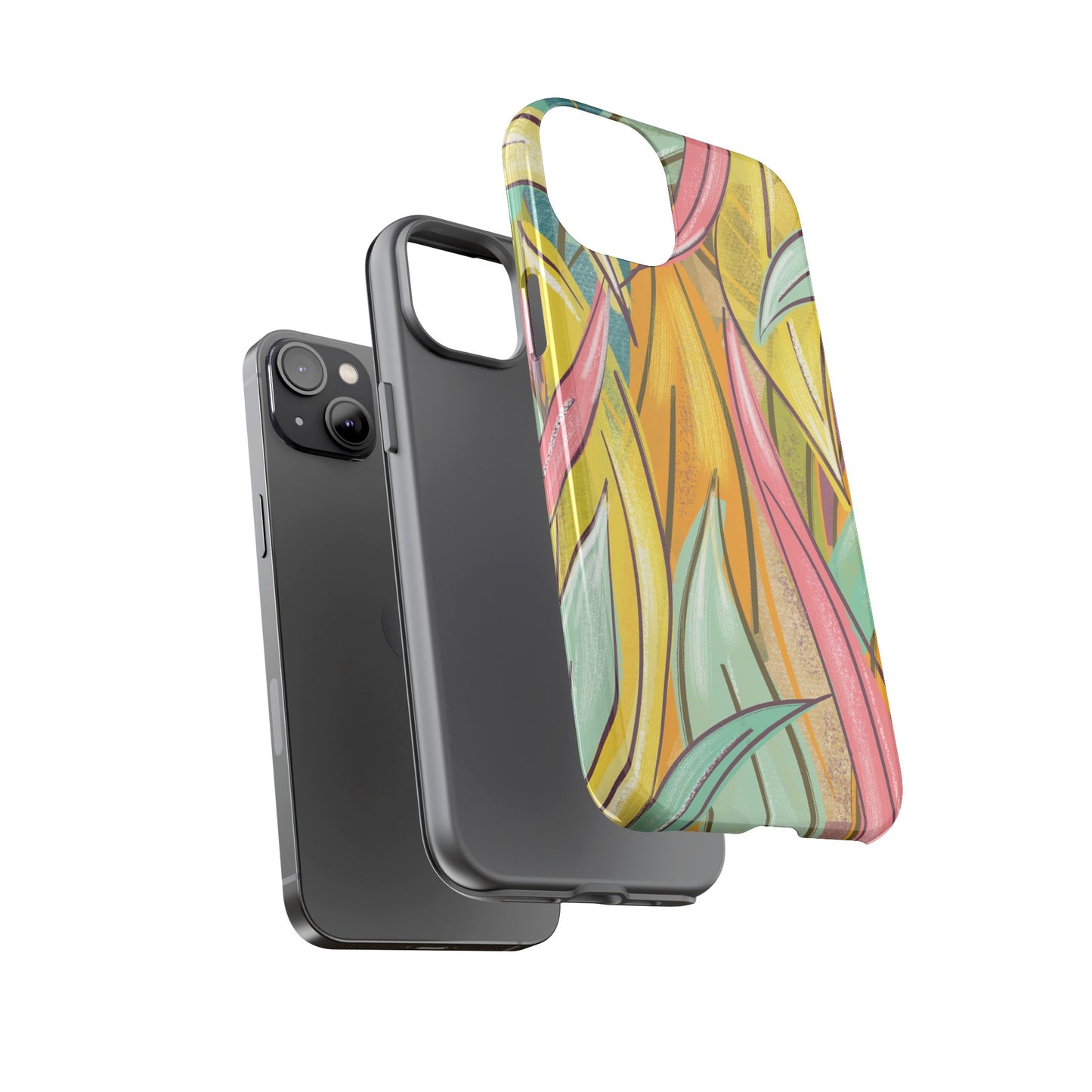 Vibrant Phone Case with Colorful Leaf Design, Tough Cases for Nature Lovers, Eco-Friendly Gift, Summer Vibes, Floral Phone Cover